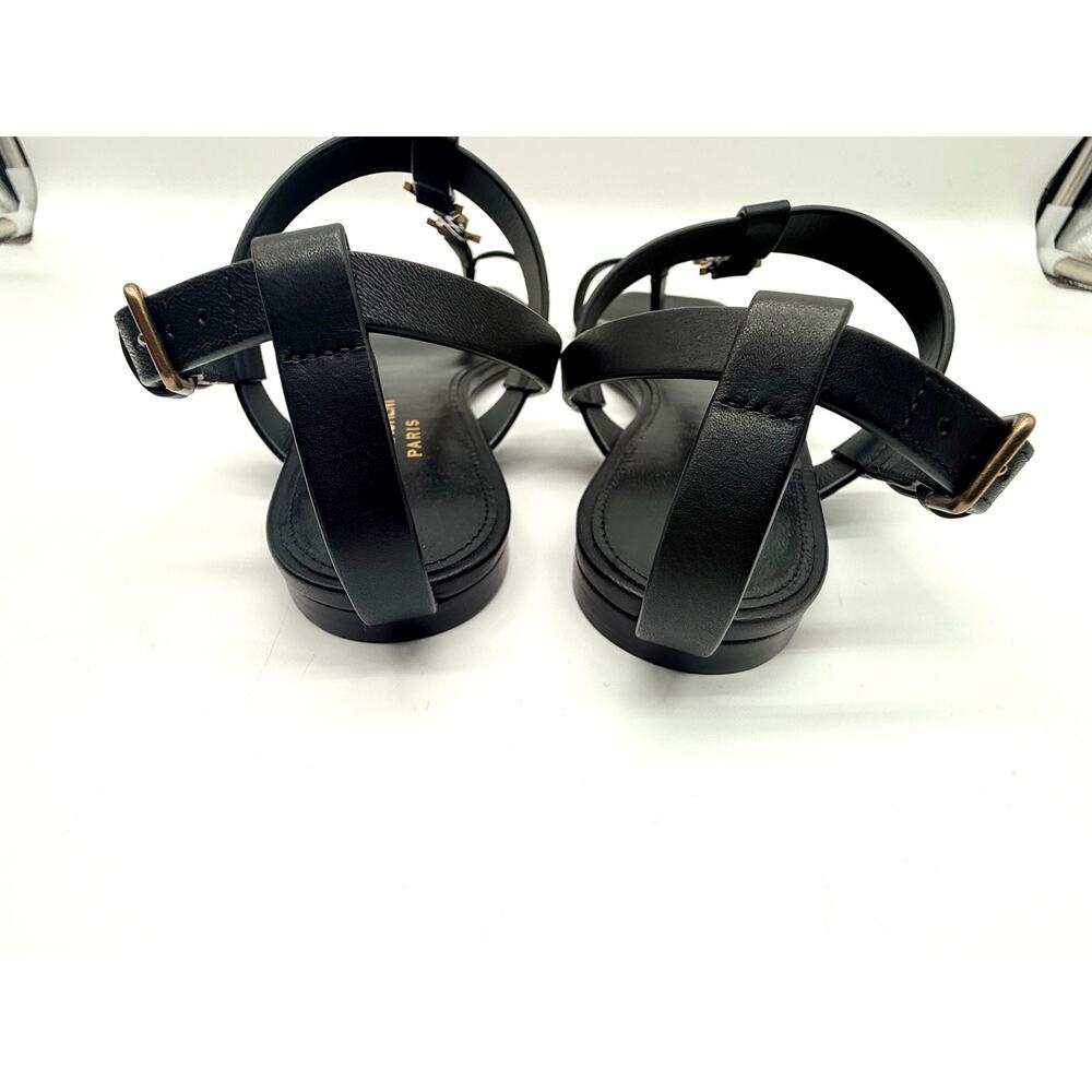 Saint Laurent Cassandra black leather flat sandal SZ: 36 - Picture 5 of 10